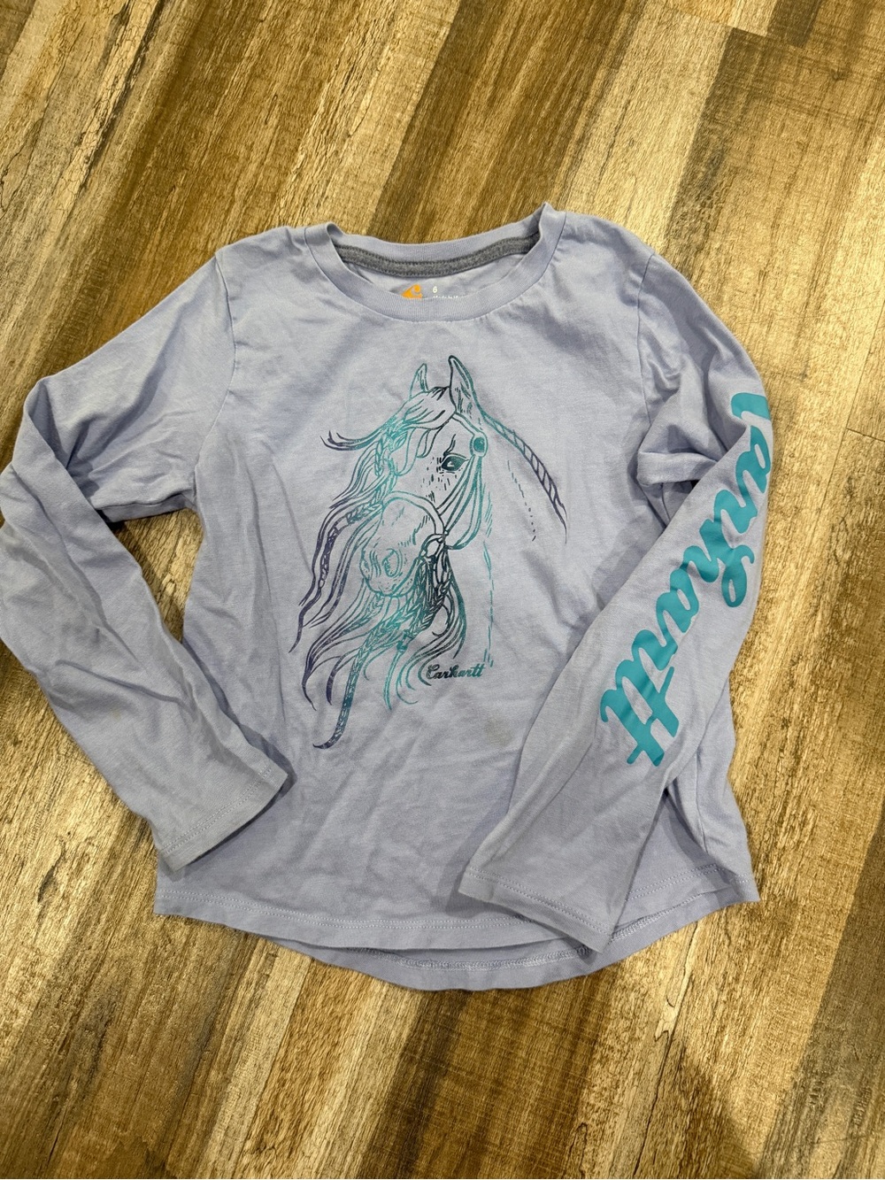 Carhartt Girls Horse Graphic Long Sleeve Shirt Size 6